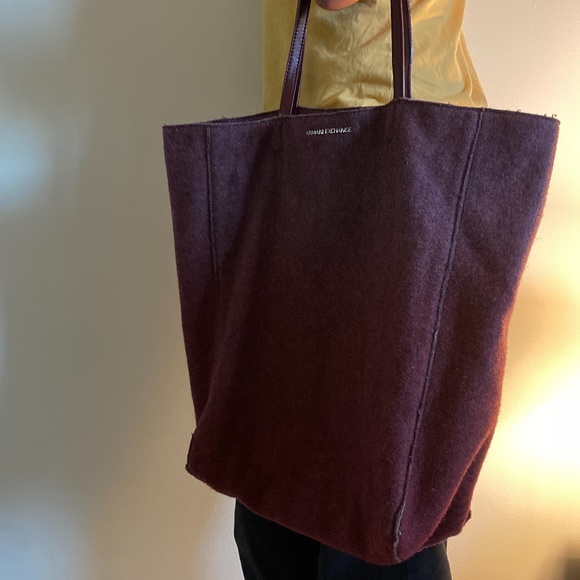 armani exchange pink/purple ombre wool blend tote - Picture 7 of 7